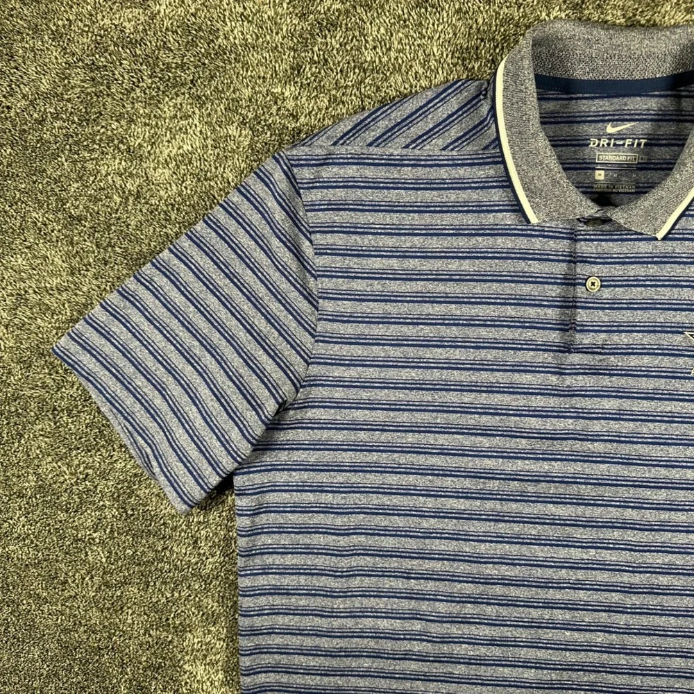 Dallas Cowboys Nike Polo Mens M Standard Fit Blue Striped NFL Football Dri-FIT